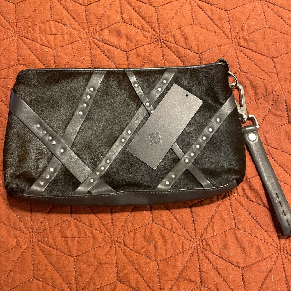 Calf fur Donald J Pliner clutch with wristlet